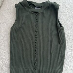 Zara Green Ribbed Knit Top